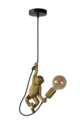 Светильник подвесной Extravaganza Chimp 10402/01/30 Lucide без плафона 1 лампа, основание чёрное золотое в стиле современный винтаж  фото 2